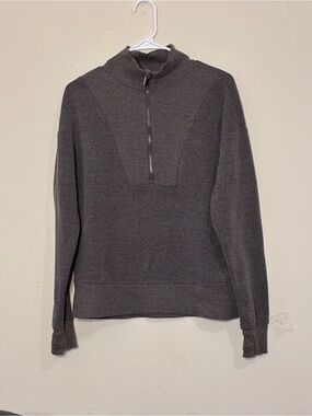 Freely Medium Women's 1/2 Zip Solid Brown Ribbed Knit Sweater Top